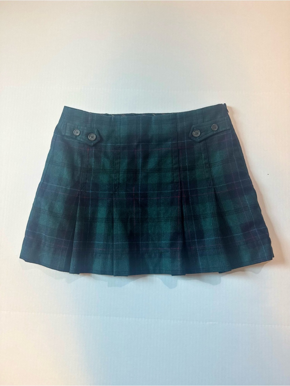 Gap Women's Green Plaid Pleated Mini Skirt